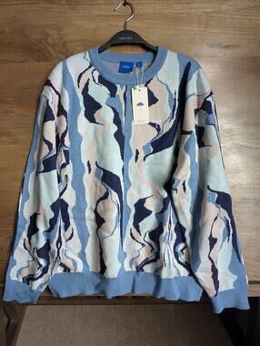 Helas Sweater Womens Large Blue Acrylic Knitted Mirage Long Sleeve Crew Neck NWT